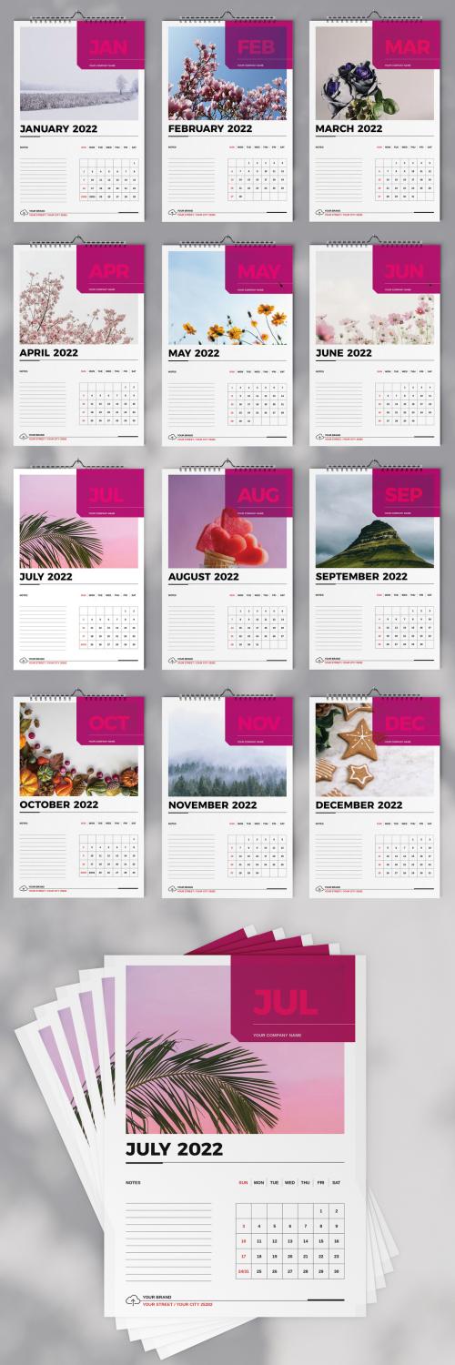 Nature Wall Calendar 2022 Layout - 468851606