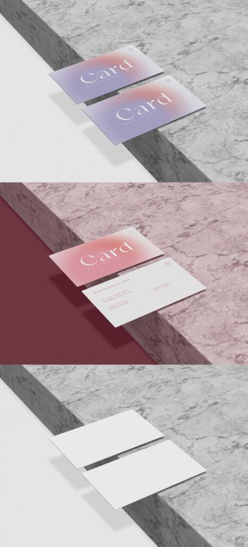 3D Business Cards Mockup on Marble Surface - 469582270