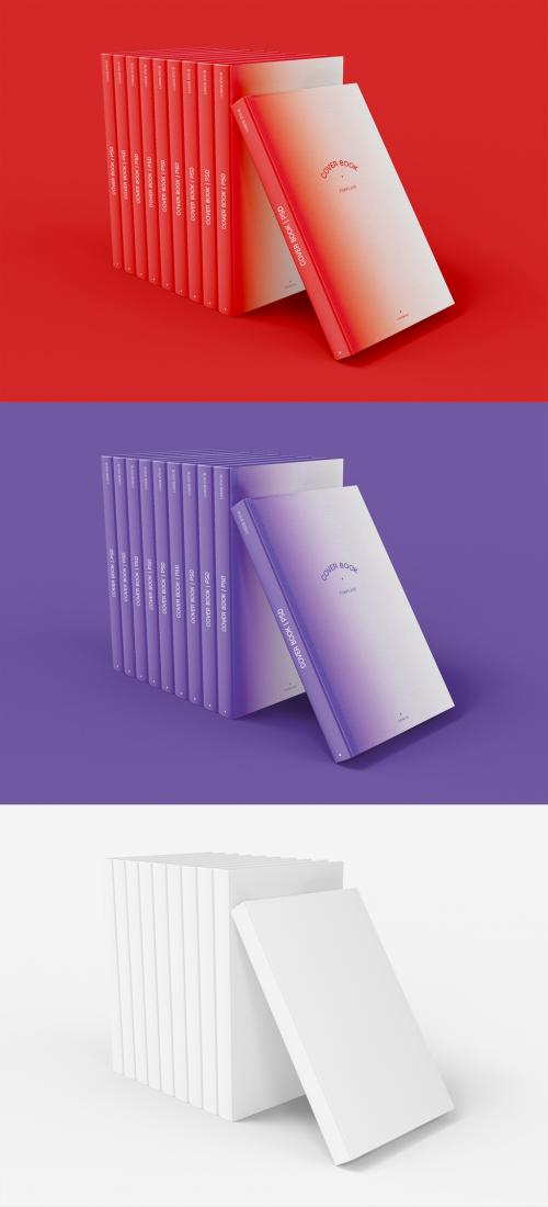 3D Stack of Hardcover Books Mockup - 469582278