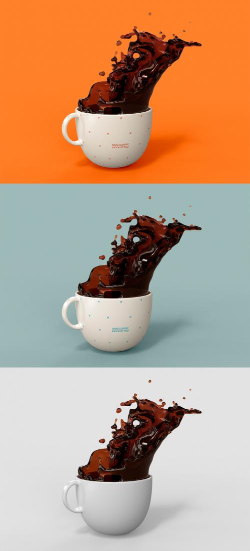 3D Coffee Mug Mockup with Splash - 469582279