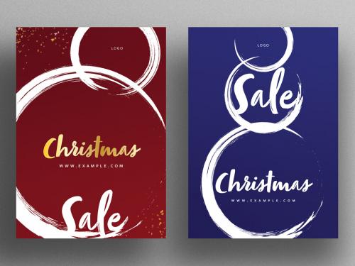 Red and Blue Christmas Card Layouts - 469582432