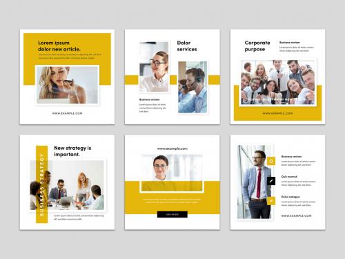 Yellow Accent Social Media Layouts for Business - 469582459