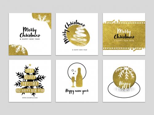 Christmas Post Layouts with Gold Design Elements - 469582460