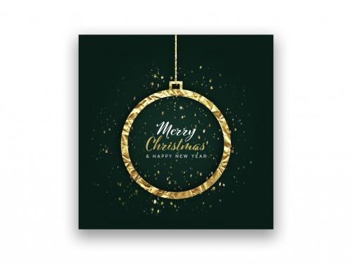 Christmas Card Layout with Green and Gold Accent - 469582461