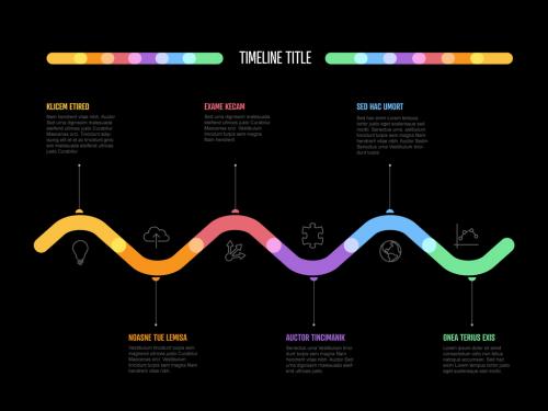 Dark Thick Line Infographic Horizontal Timeline Diagram Layout - 469801510