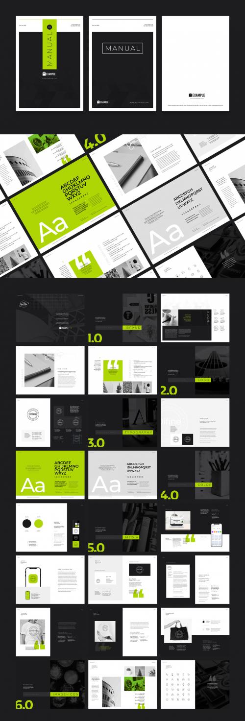 Brand Guideline Brochure with Black & Green Accent Creative Layout - 470003107