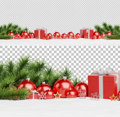 Christmas Scene Isolated with Decorations and Gifts Mockup - 470735546