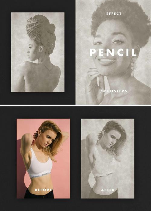 Pencil Drawing Photo Effect Mockup - 470735847