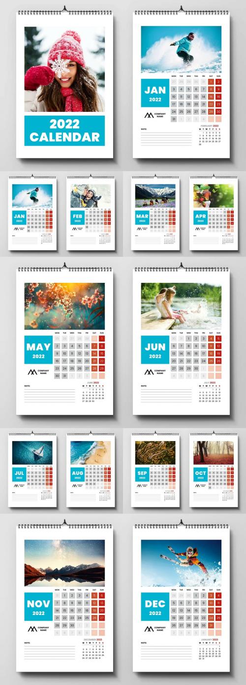 2022 Wall Calendar Layout - 470947217