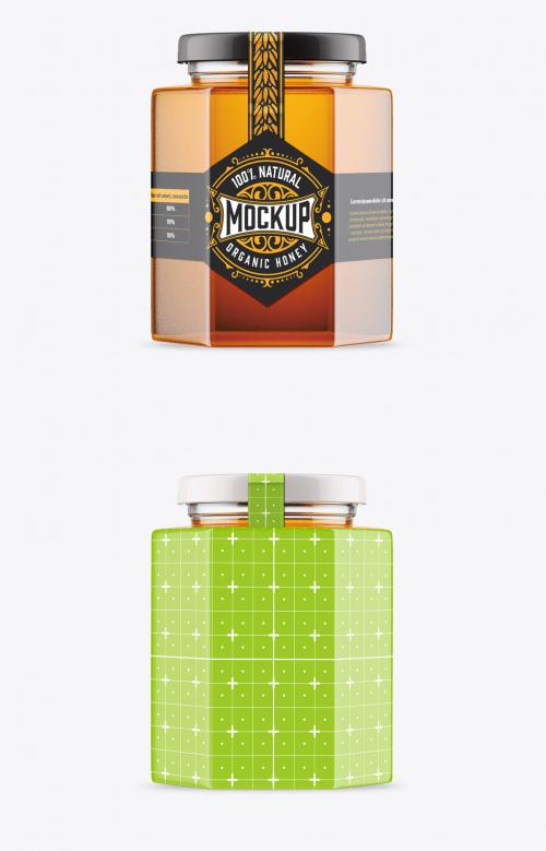 Heafonal Honey Glass Jar Mockup - 470947554