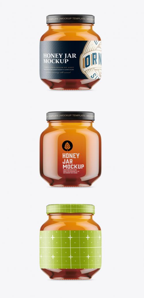 Honey Glass Jar Mockup - 470947572