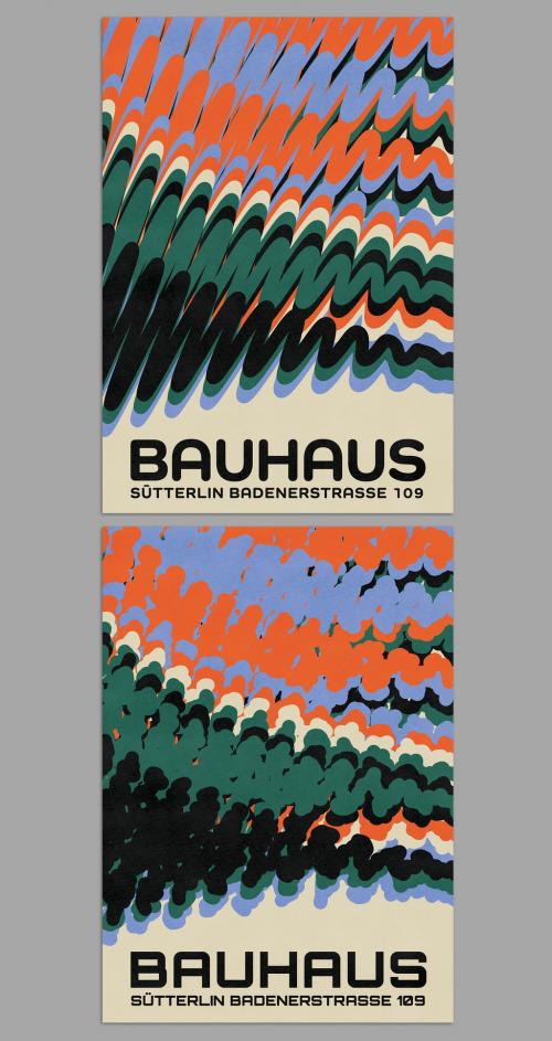 Retro Abstract Bauhaus Cover Design Layout - 470948025