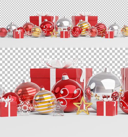 Christmas Scene with Isolated Decoration and Gifts Mockup - 470948763