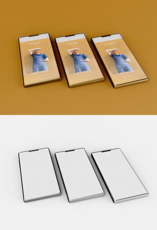 3D Set of Two Smartphone Mockup - 471148528