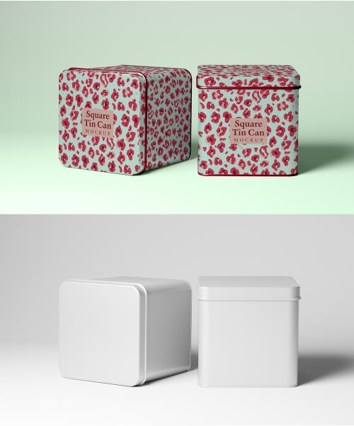 2 Square Tin Cans Mockup - 472107371