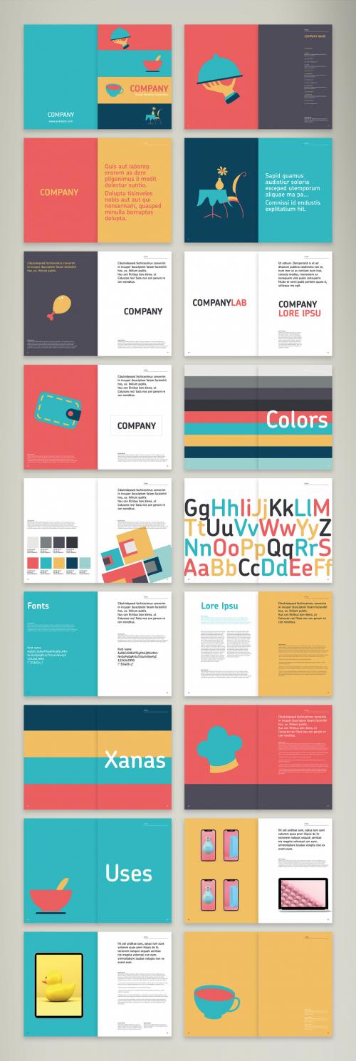 Brand Manual Layout with Colored Accents - 472107380