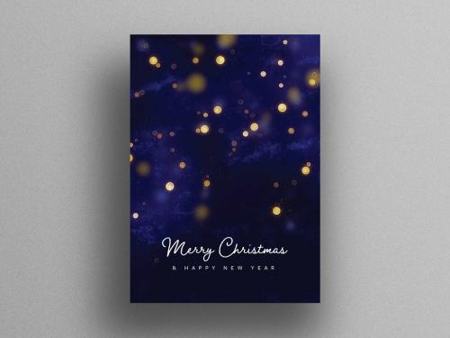 Christmas Poster Layout with Blue and Gold Accent - 472107941