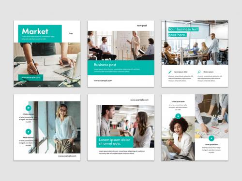 Mobile Business Layouts with Teal Accent - 472107942