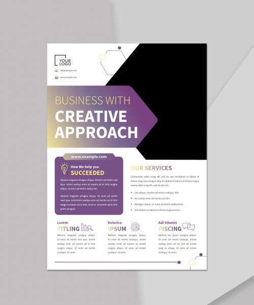 Business Flyer with Purple Yellow Gradient Accents - 472300987