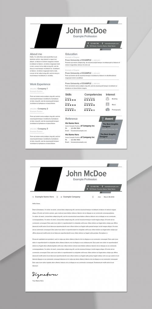 Resume Layout with Grey Accents - 472301004