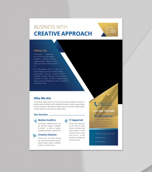 Corporate Flyer with Blue and Gold Accents - 472301007