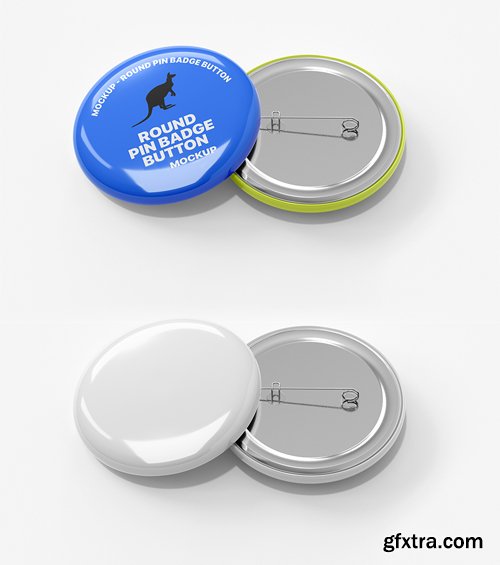 Round Pin Badge Button PSD Mockup Template