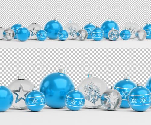 Christmas Decoration with Isolated Blue Ball on White Mockup - 472503434