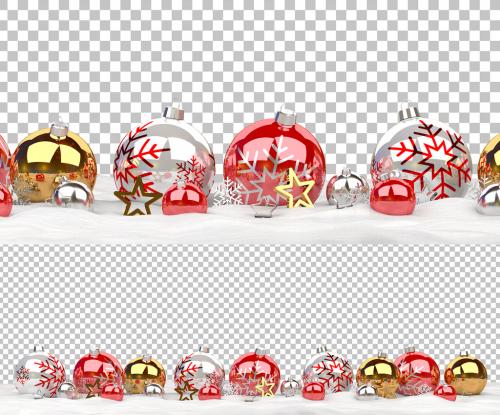 Christmas Decoration with Isolated Ball on White Snow Mockup - 472503438