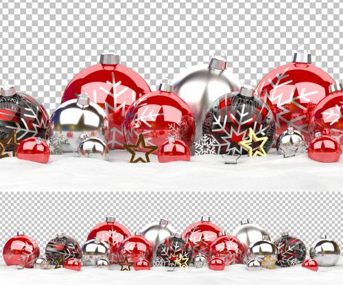 Christmas Decoration with Isolated Ball on White Snow Mockup - 472503439