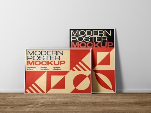 Vertical and Horizontal Poster Mockup with Frame - 472742053