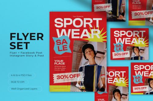 Red Retro Sportwear Sale Flyer Set