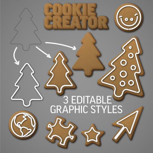 Ginger Breads Cookie Creator from Shape Editable Graphic Style Effect - 472742093