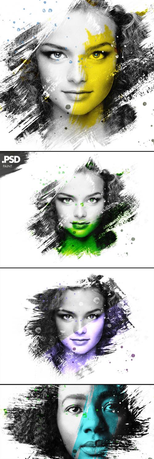 Mixed Paint Stroke Portrait Effect - 472896143