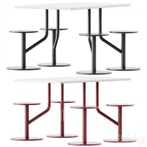 AMBROGIO FOUR table with integrated seats by Belca