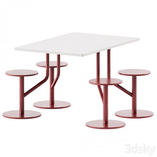 AMBROGIO FOUR table with integrated seats by Belca