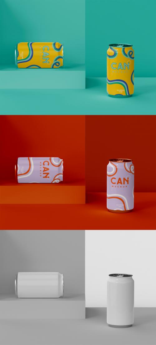 3D Soda or Beer Cans Mockup - 473405536