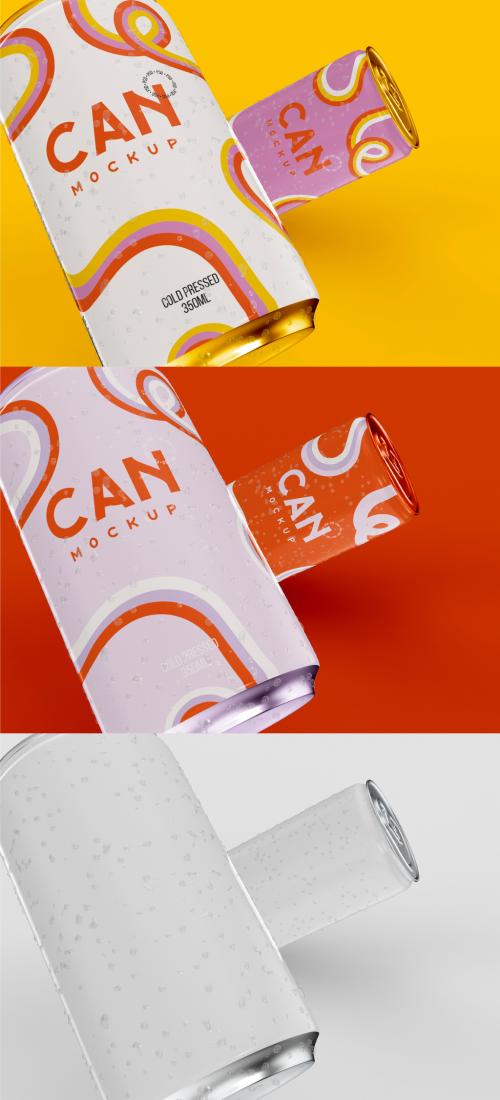 3D Levitating Soda or Beer Cans Mockup - 473405556