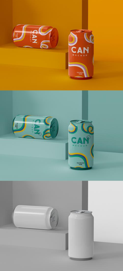 3D Soda or Beer Cans Mockup Set - 473405581