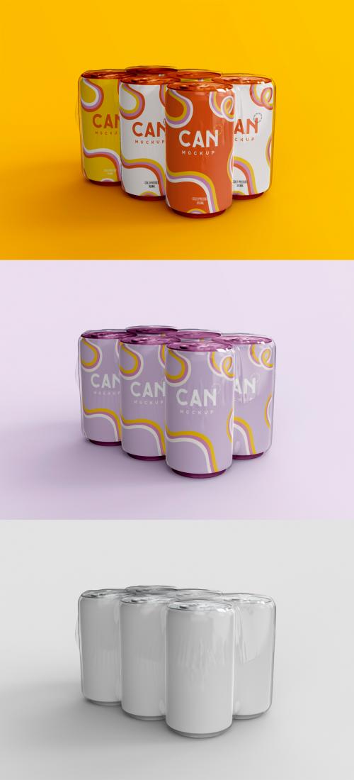 3D Cans Pack Mockup - 473405584