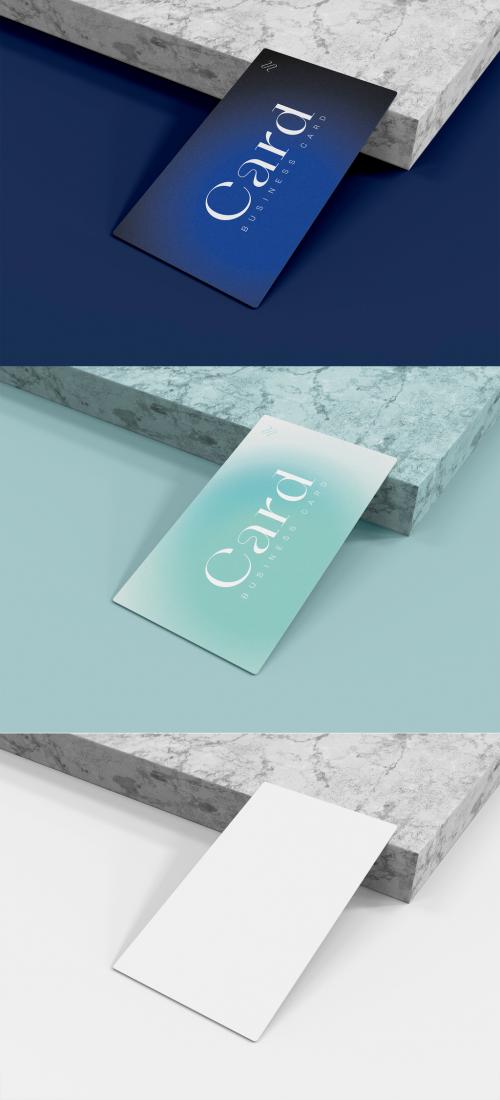 3D Business Card Mockup on Marble Surface - 473406676