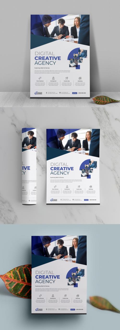 Blue Vector Flyer Template Simple Accents - 473612742