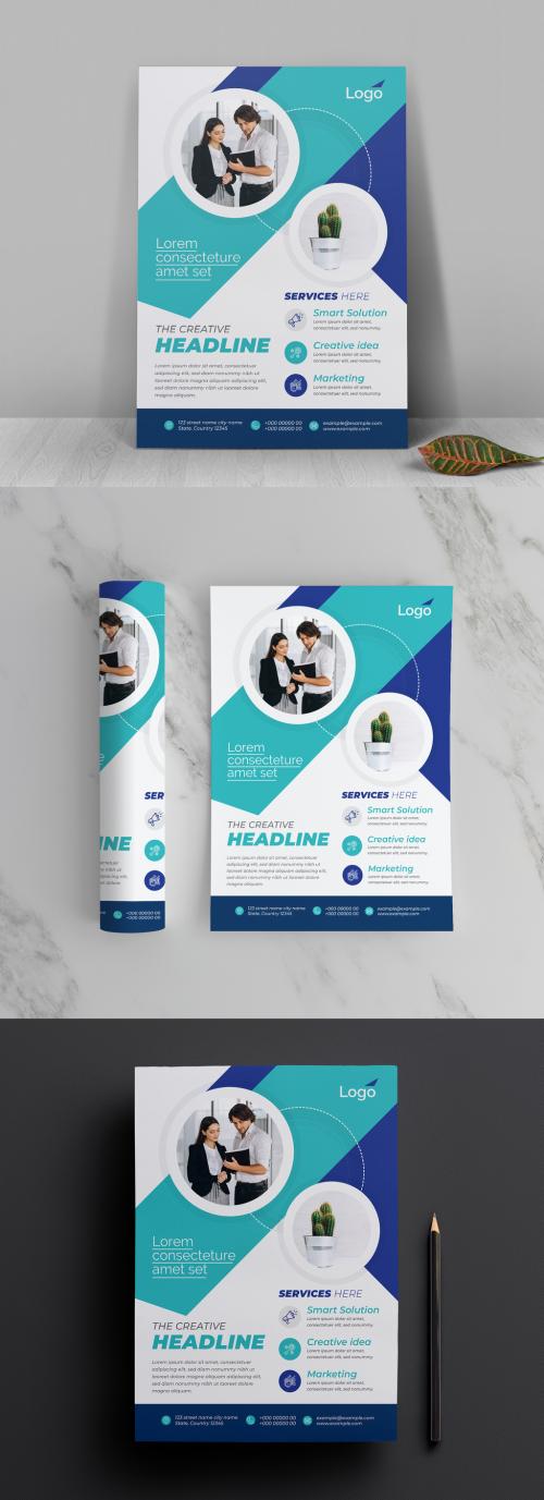 Clean Flyer Layout with Blue Accents - 473612748