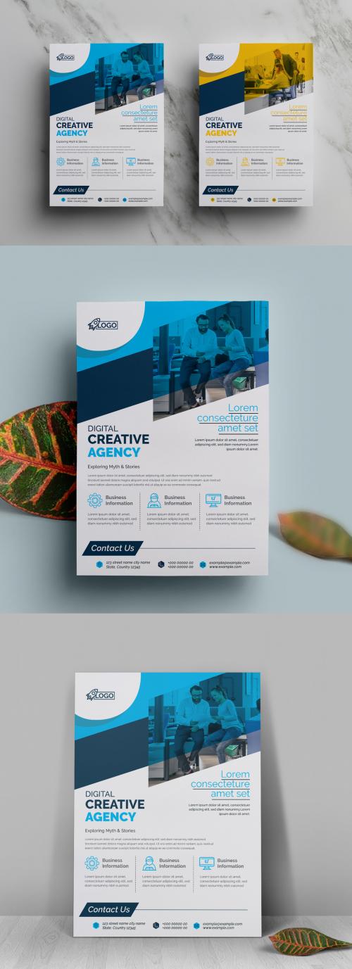 Clean Corporate Flyer Template with Blue Simple Accents - 473612757