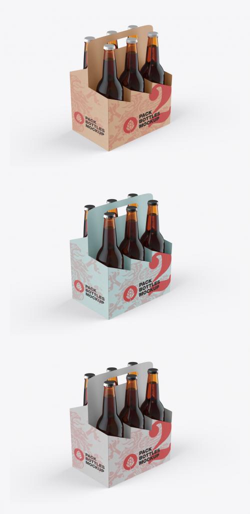 Kraft Paper Pack Beer Bottle Carrier Mockup - 473619732