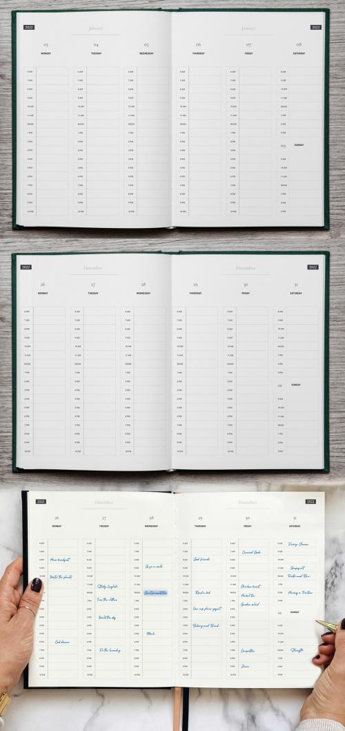 Gold Annuar Planner Book 2022 Layout - 473620077