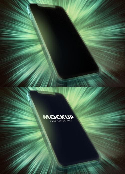 Smartphone Dark Mode-Ov-Green Glow Explosion - 473629983