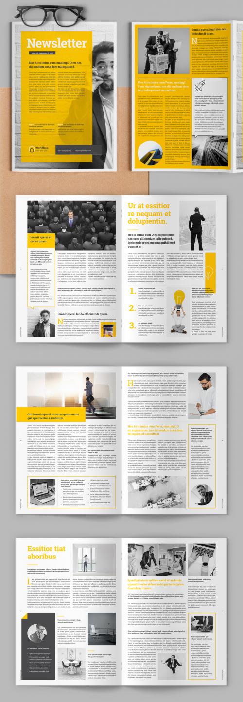 Newsletter Layout with Yellow Accents - 473630240