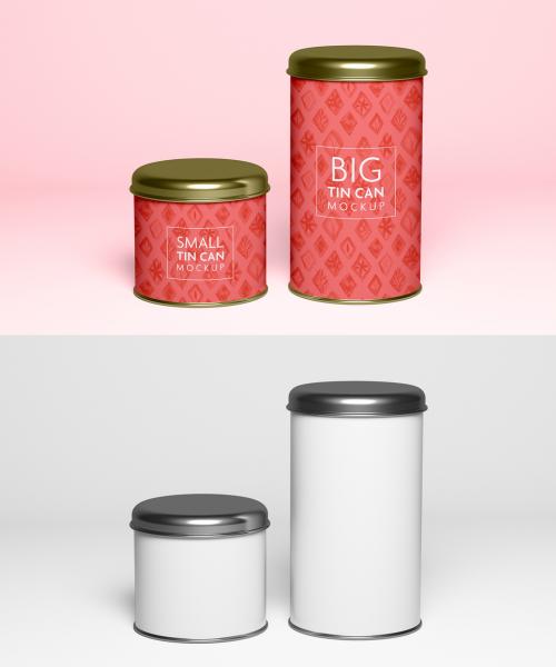 Two Metal Tin Cans Mockup - 473847210