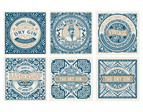 Set of 6 Vintage Labels for Packing - 473847525