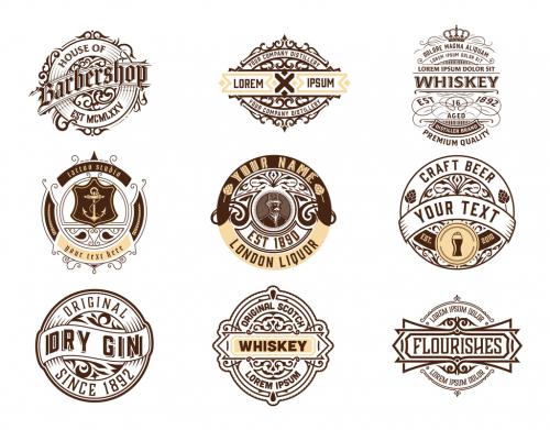 Set of 9 Vintage Logos and Badges - 473847528